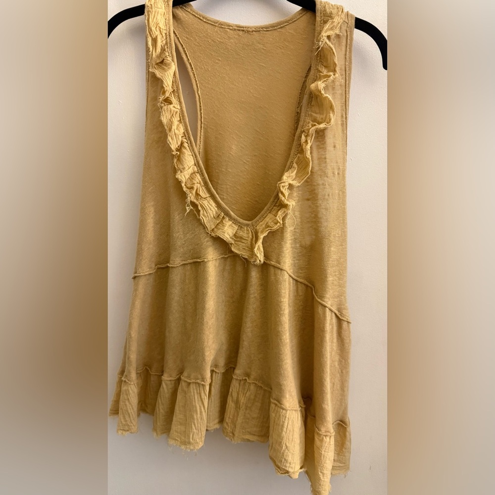 Ruffled Gold Sleeveless Top